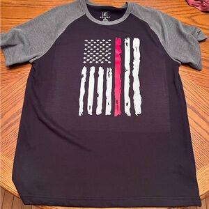 George Black and Gray T-Shirt with Flag Graphic